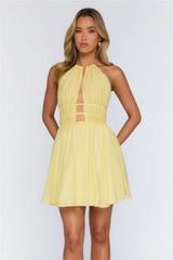 Designed With Love Halter Mini Dress Yellow