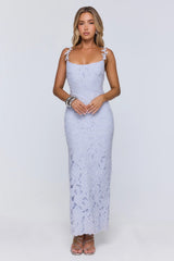 Daydreaming Light Embroidered Maxi Dress Blue