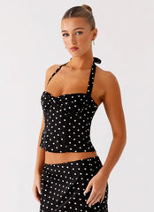 Breanne Top - Black Polka Dot