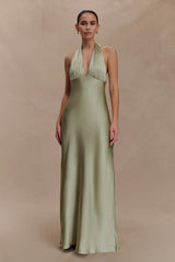 Alice Satin Halter Maxi Dress - Sage