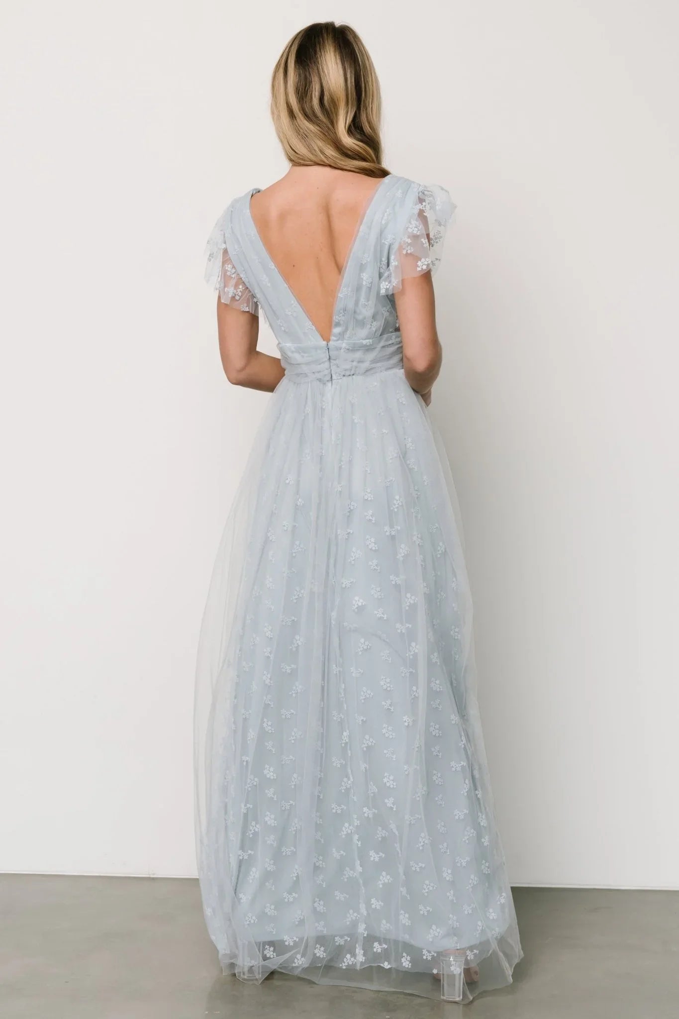 Caterina Tulle Maxi Dress | Light Blue