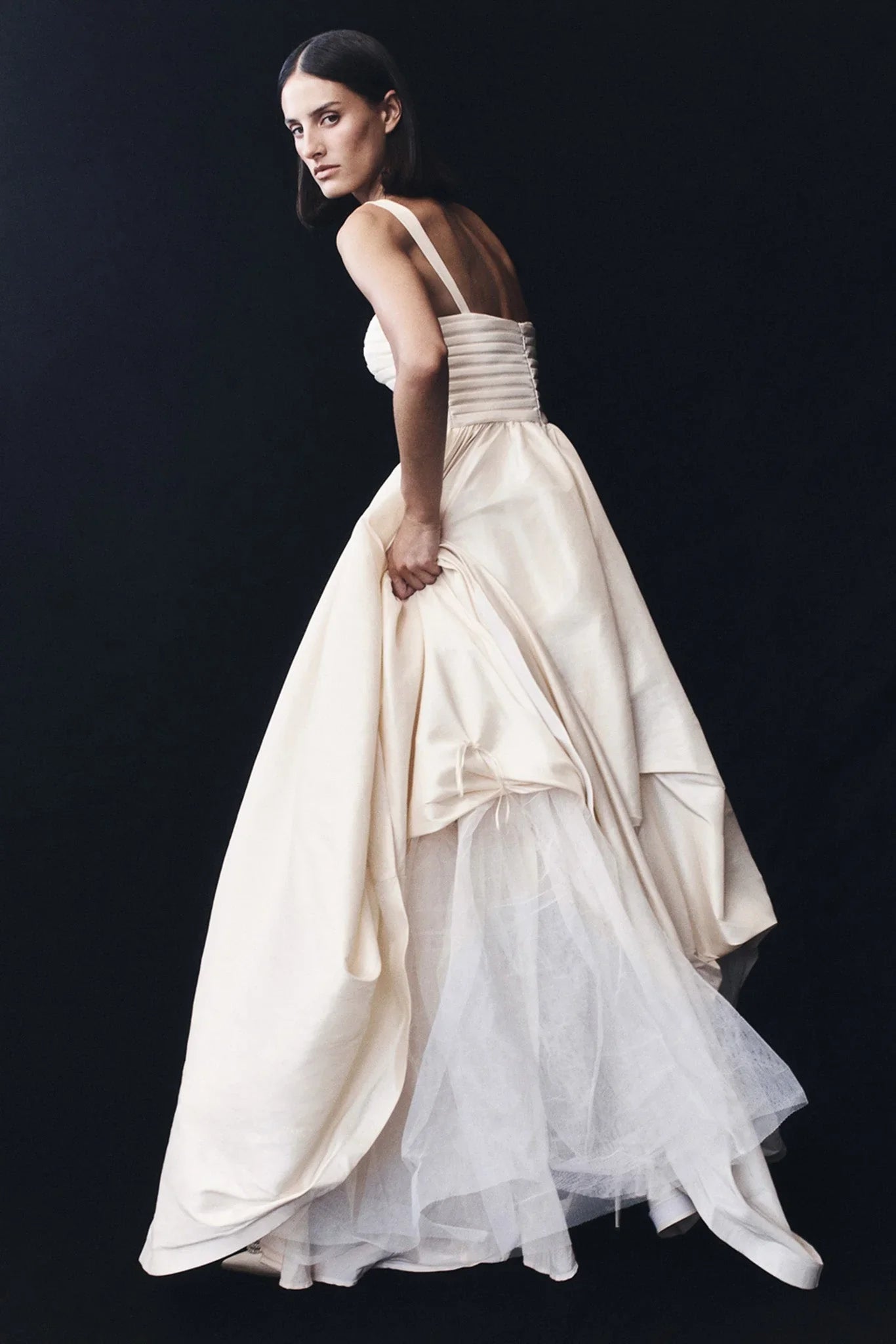 Carla Ruched Gown - Cream Ivory