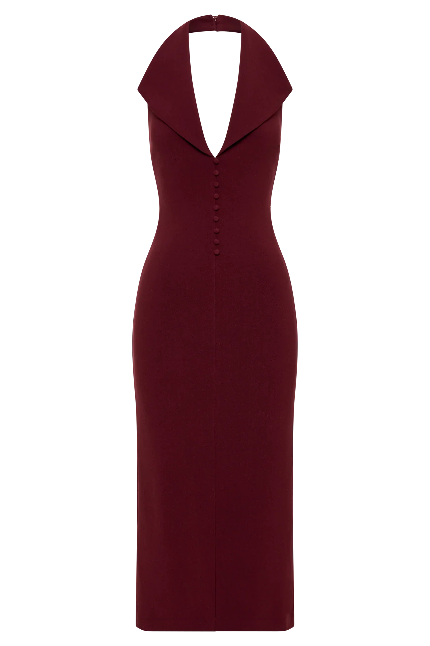 Annita Crepe Halter Midi Dress - Merlot