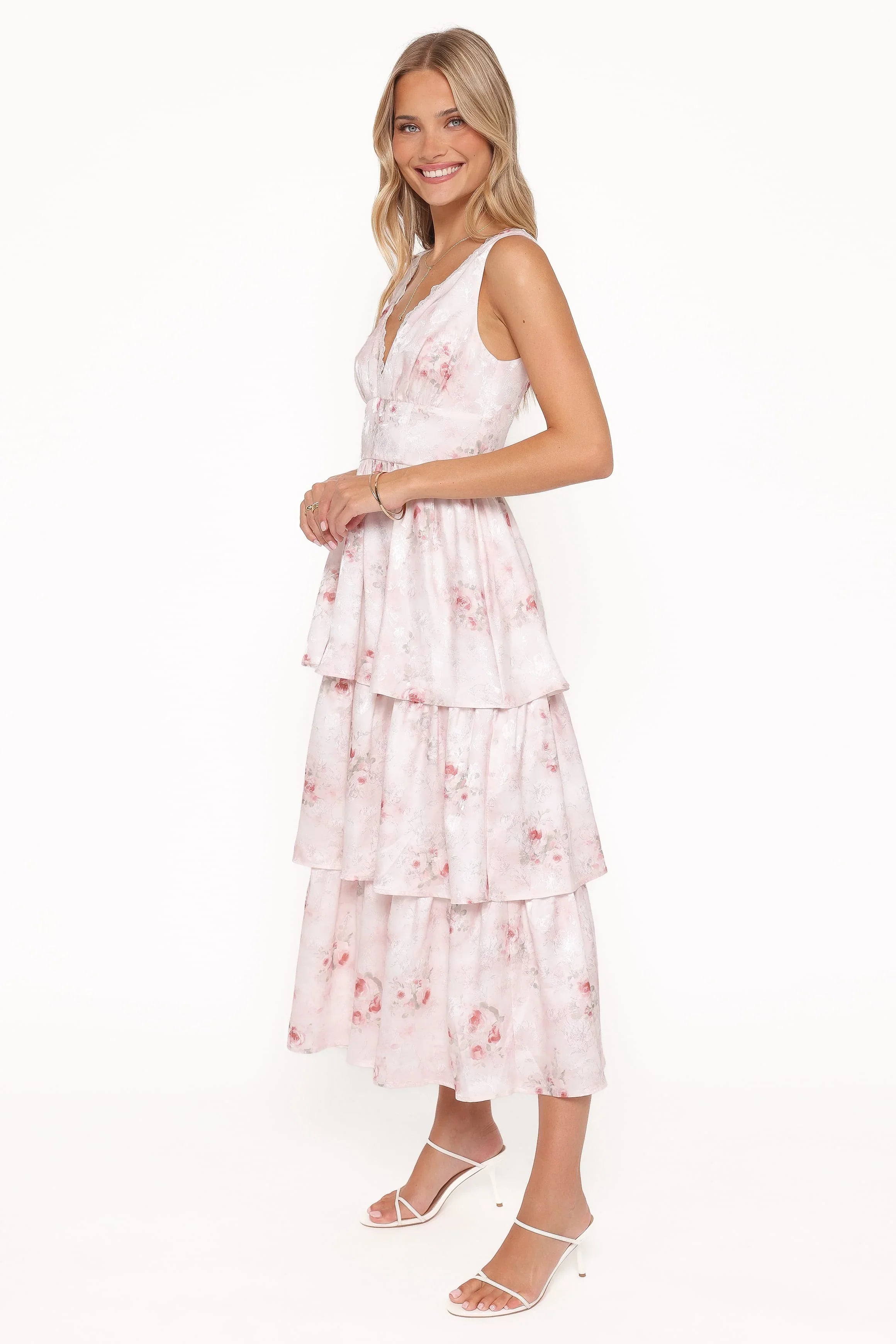 Natarsha Maxi Dress - White Pink Floral