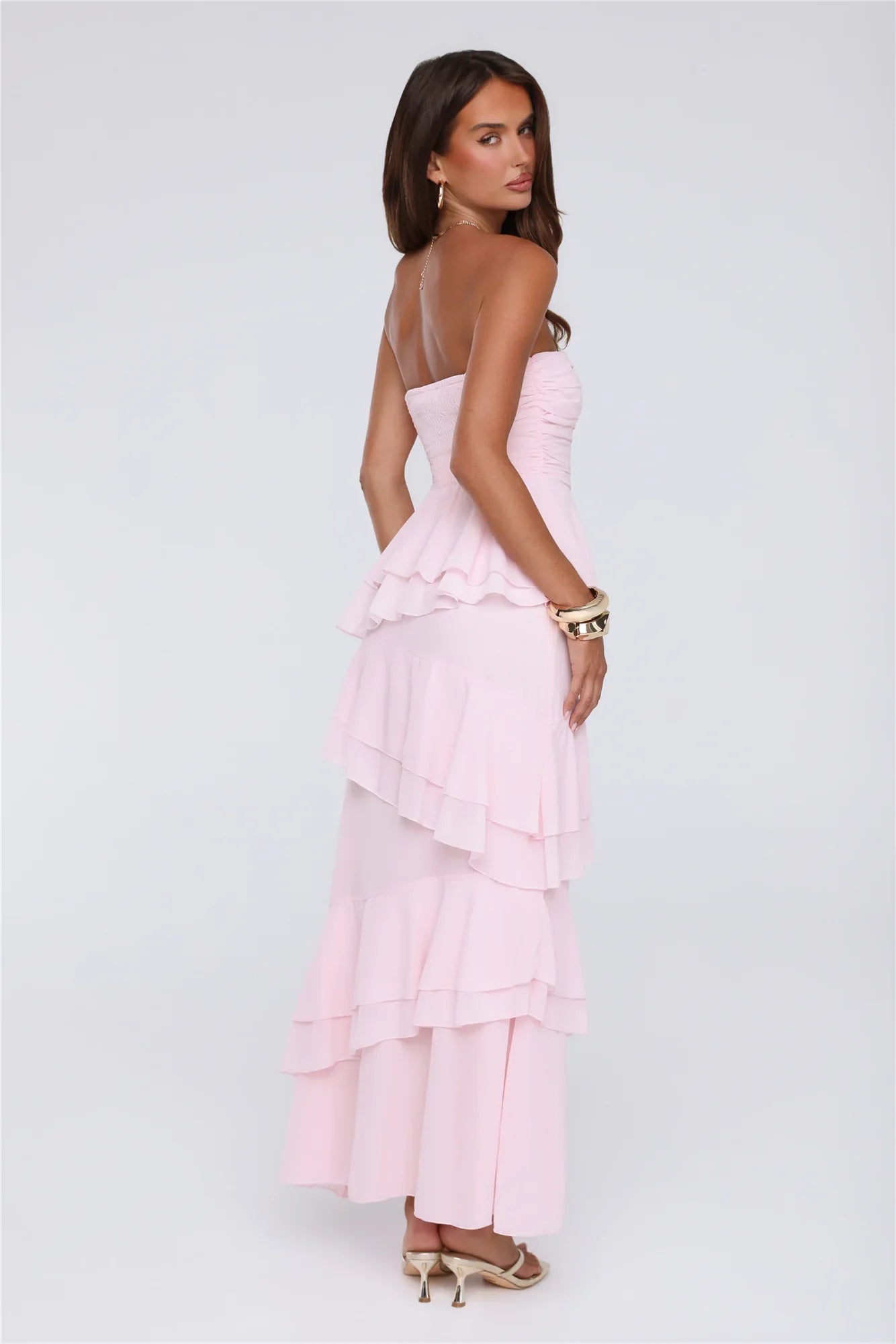 Dressed To Be Seen Strapless Maxi Dress Pink
