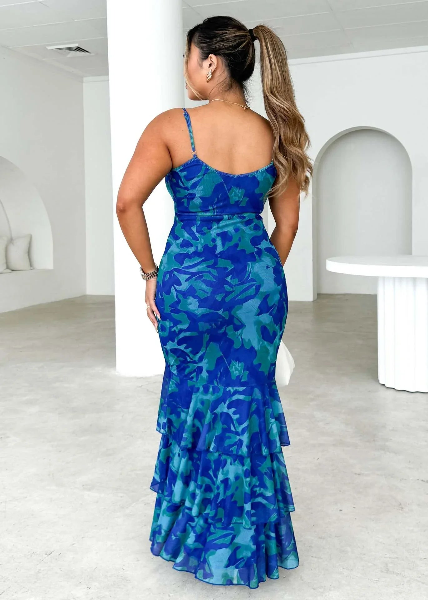 Elegant Lace Tiered Maxi